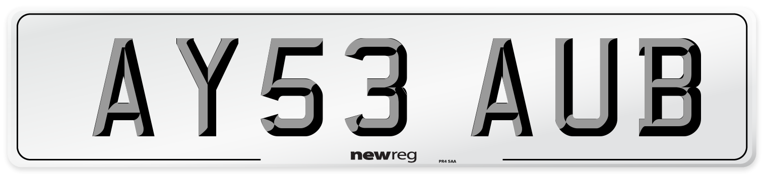 AY53 AUB Number Plate from New Reg